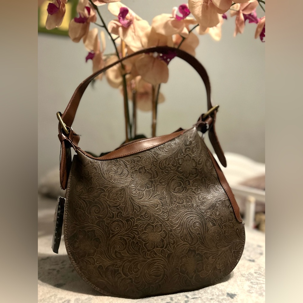 Elegant Brown Embossed Handbag